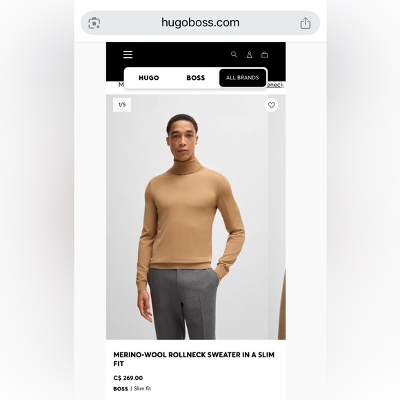 Boss Camel Turtleneck 100% Virgin Wool Sweater. Quality - Picture 2 of 9